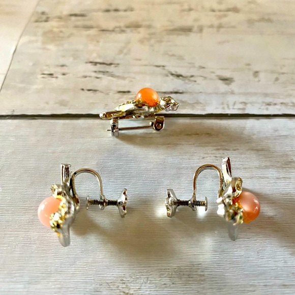 Vintage Pink Jelly Belly Dodo Bird Earrings and Pin - Picture 4 of 6